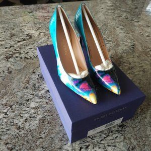 BRAND NEW STUART WEITZMAN HEIST PUMPS IN PAINTBALL PATENT LEATHER -SIZE 6 NARROW